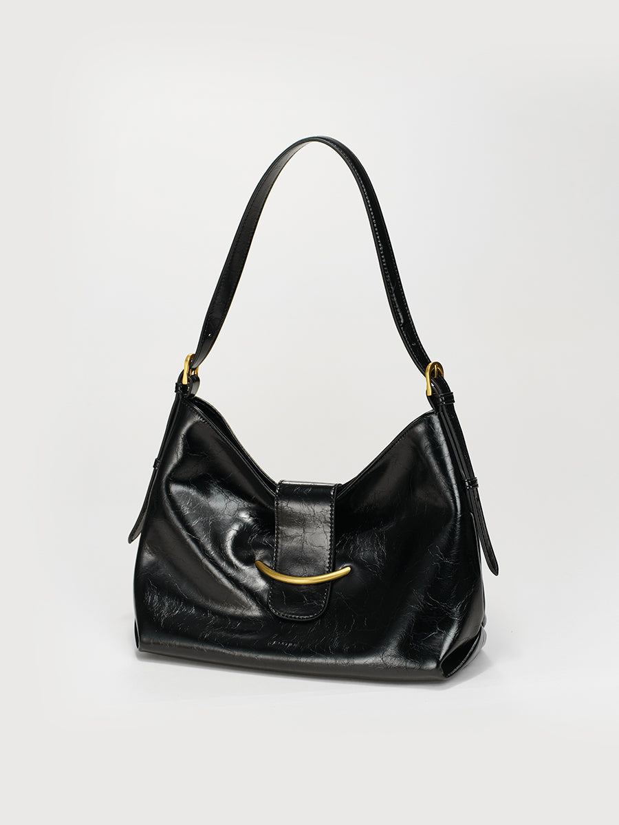 Cracked large capacity shoulder bag