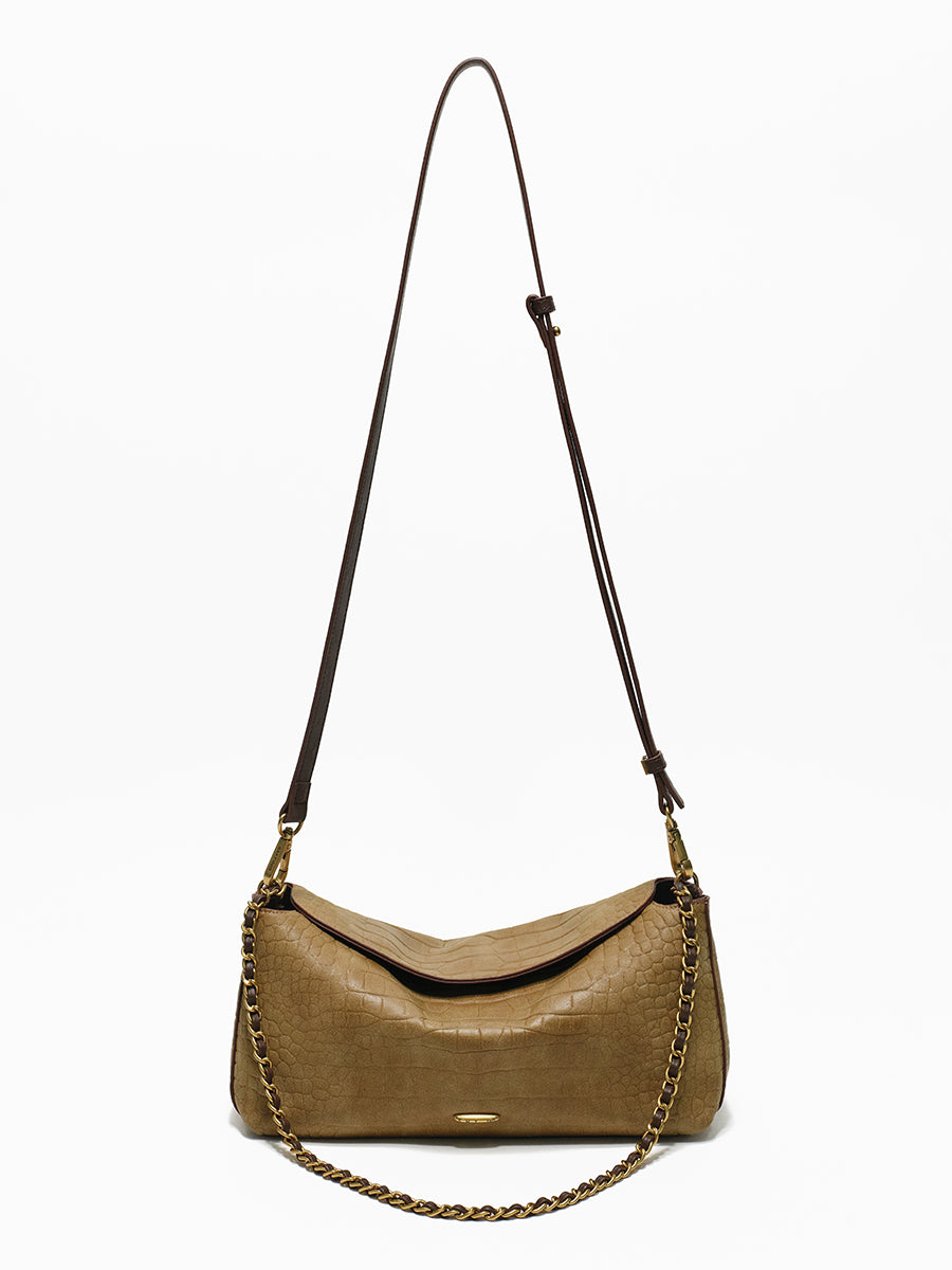 Crocodile pattern chain shoulder bag