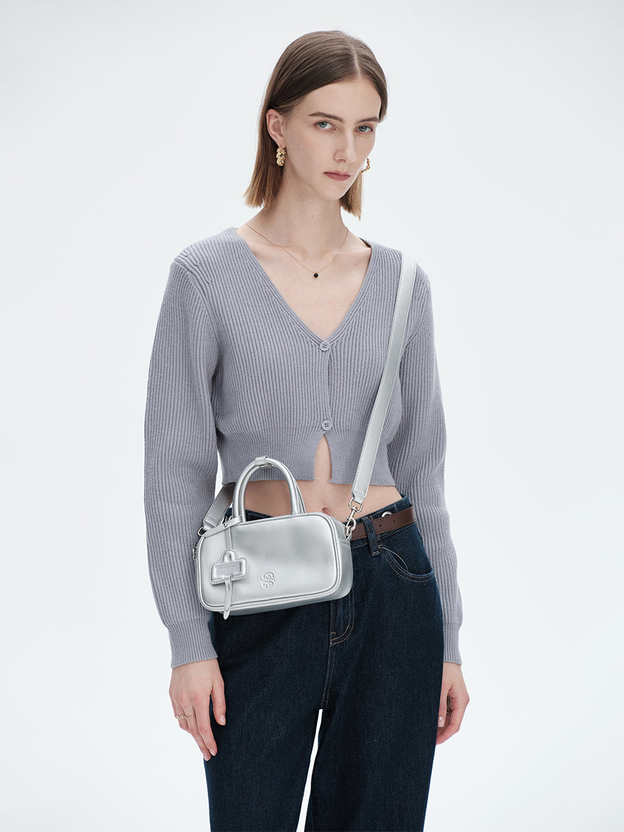 Cowhide laser handbag small square bag