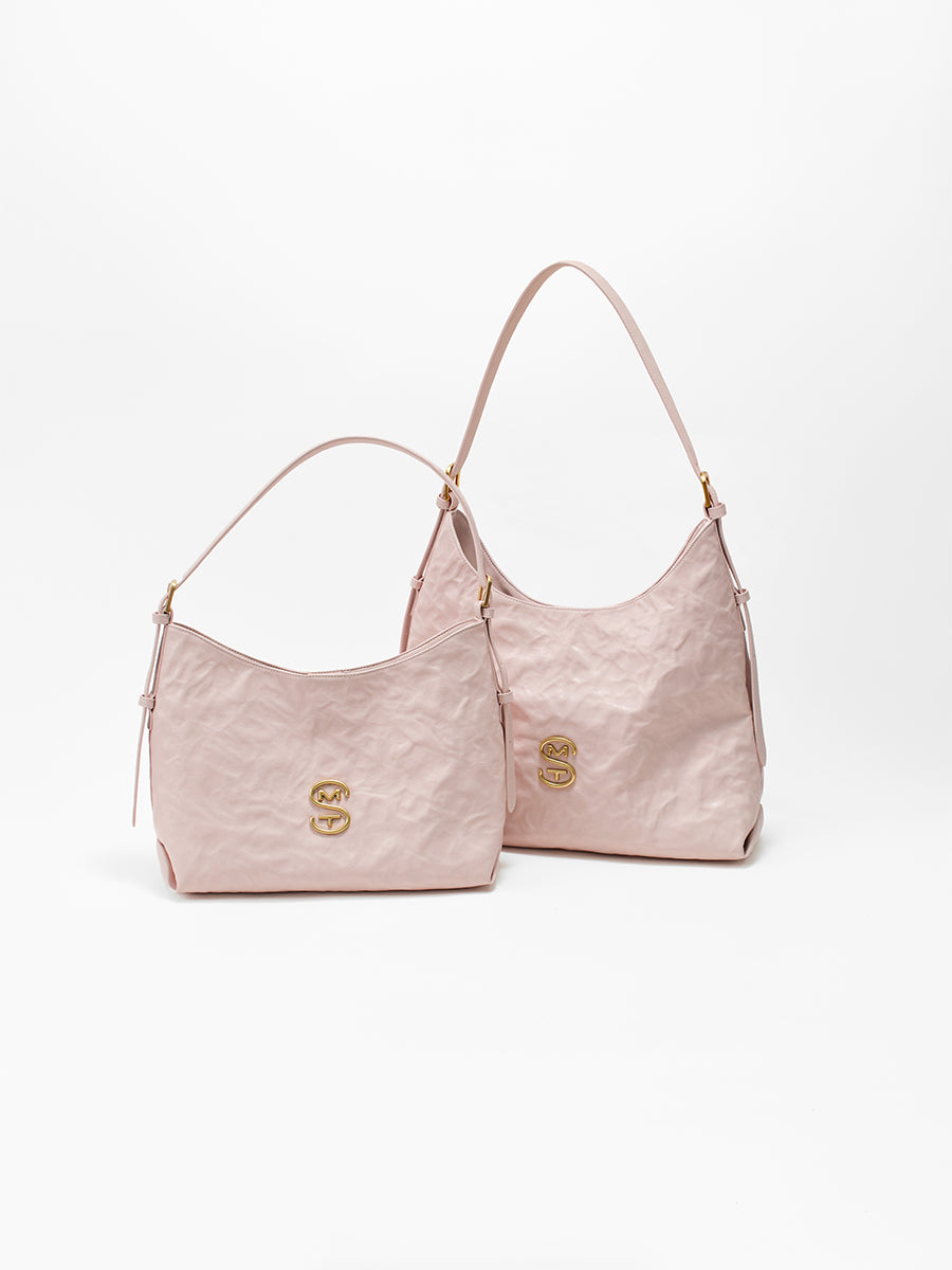 Wrinkled large-capacity shoulder bag