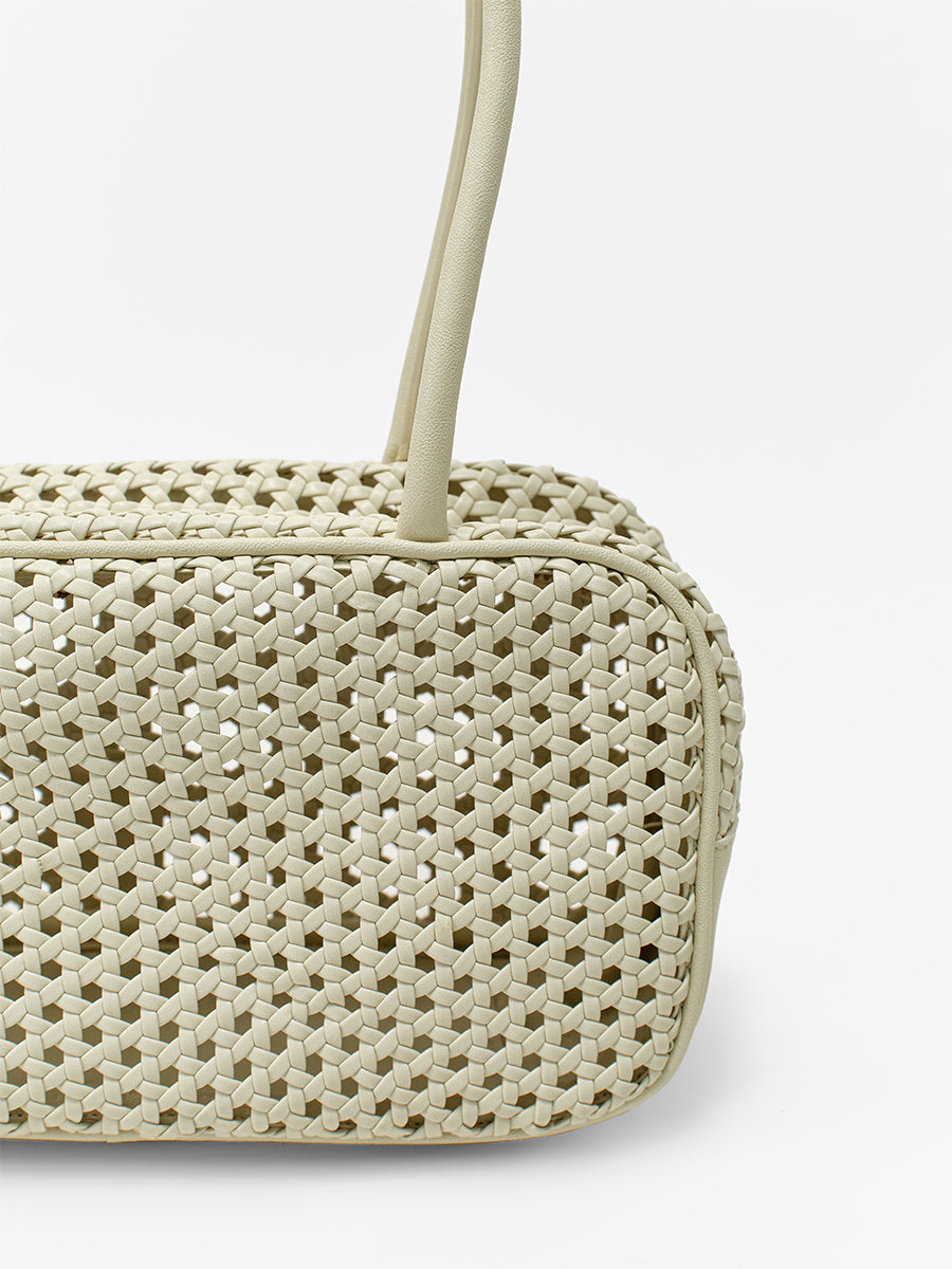 Openwork woven Boston bag