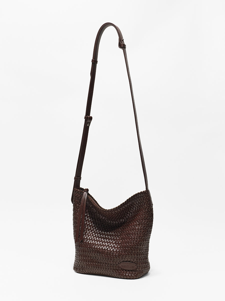 Top-grain Leather Woven Bag