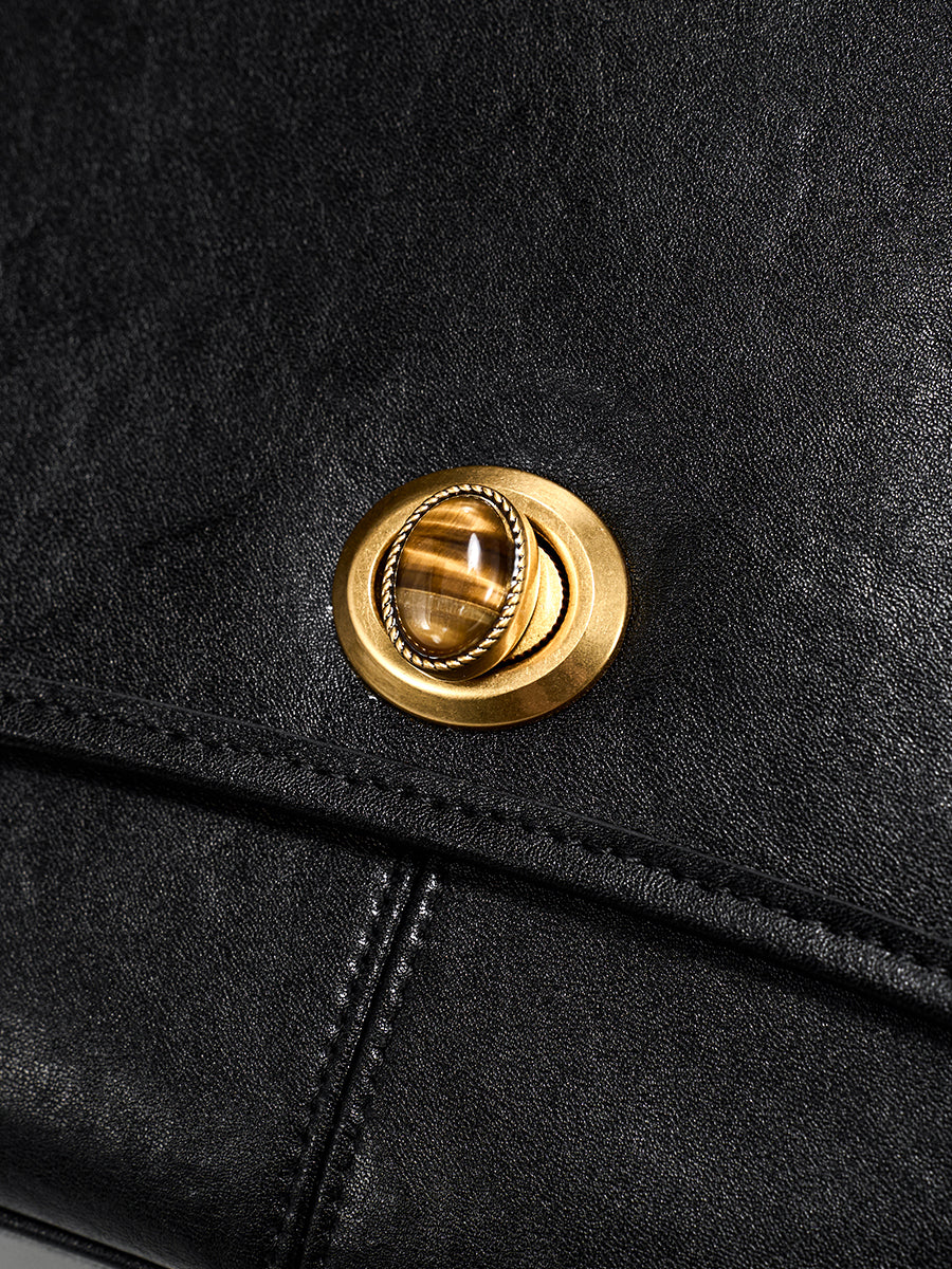 Curved textured square crossbody bag