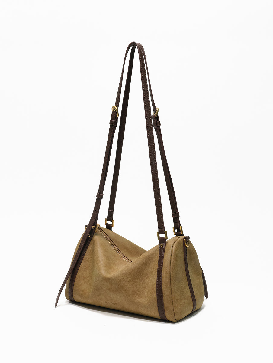 Colorblock retro boston shoulder bag