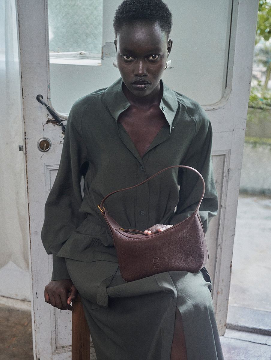 Top-grain Leather Box Bag