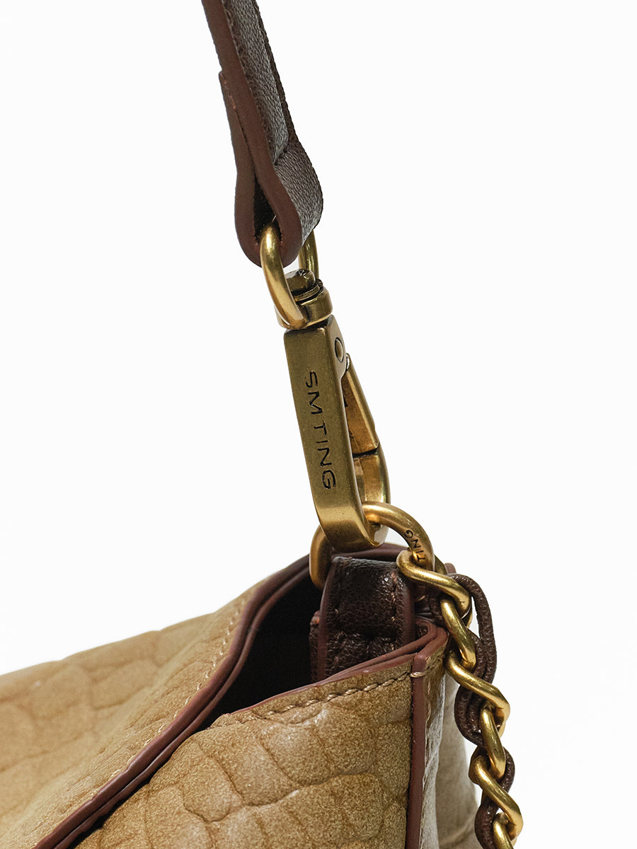 Crocodile pattern chain shoulder bag