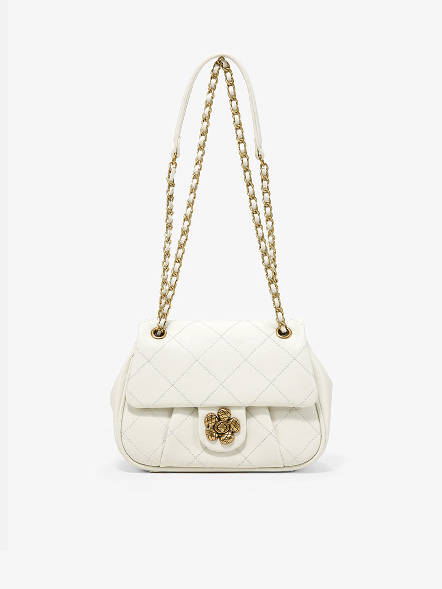Diamond-shaped checkered underarm bag chain bag