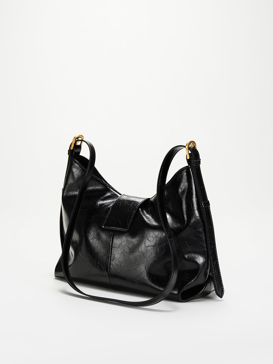 Cracked large capacity shoulder bag