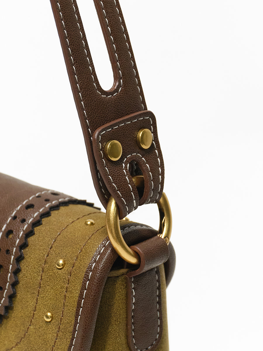 Old leather vintage underarm bag saddle bag