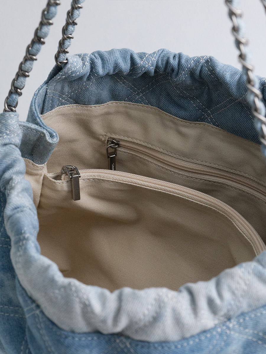 New tie-dye denim chain bag