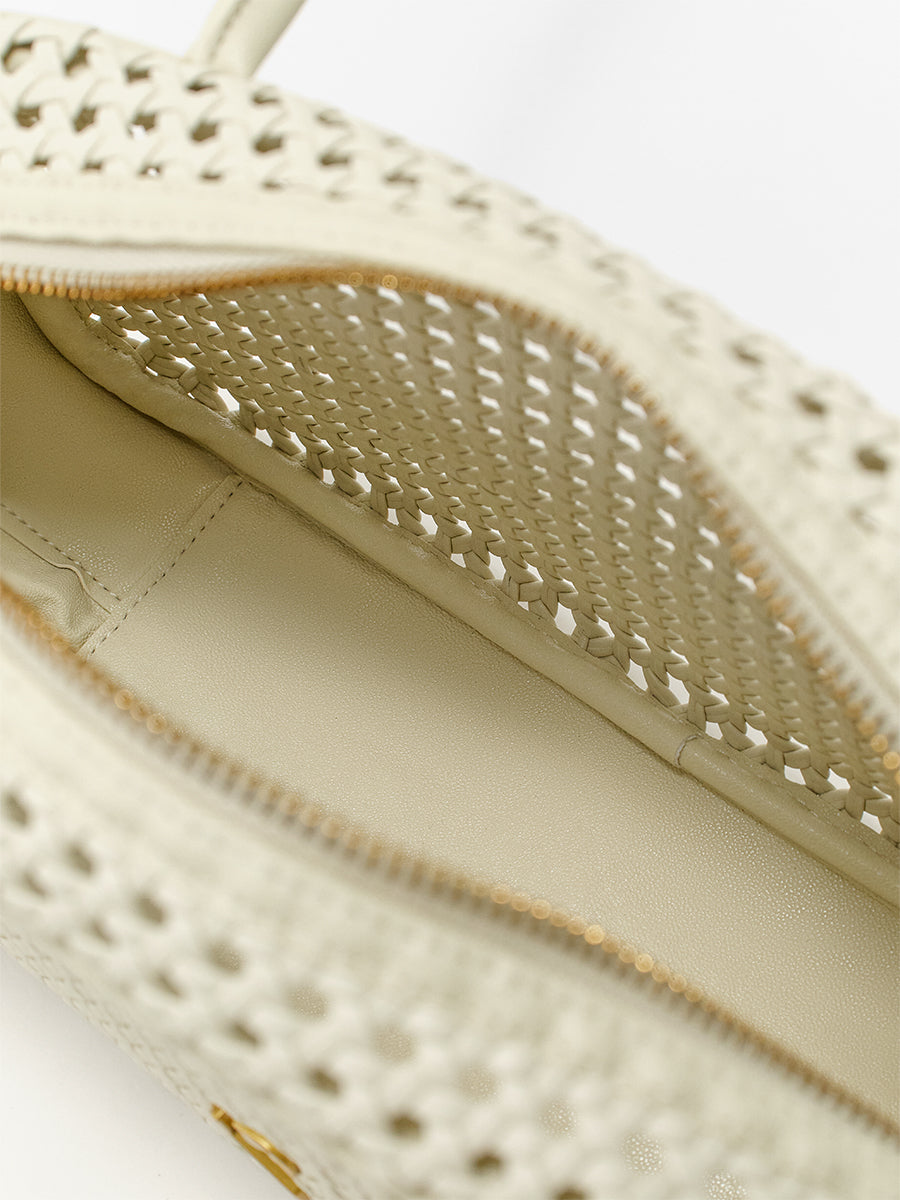 Openwork woven Boston bag