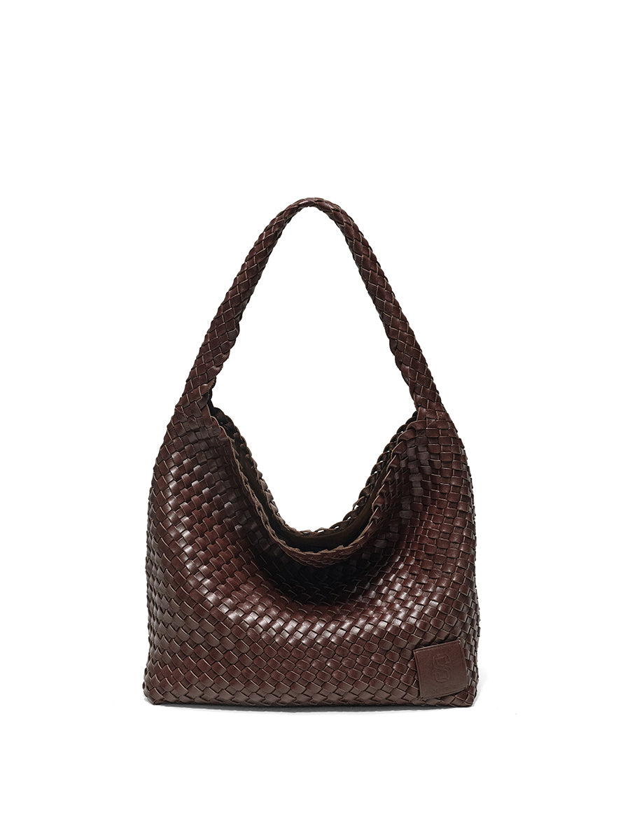 Top-grain Leather Woven Bag
