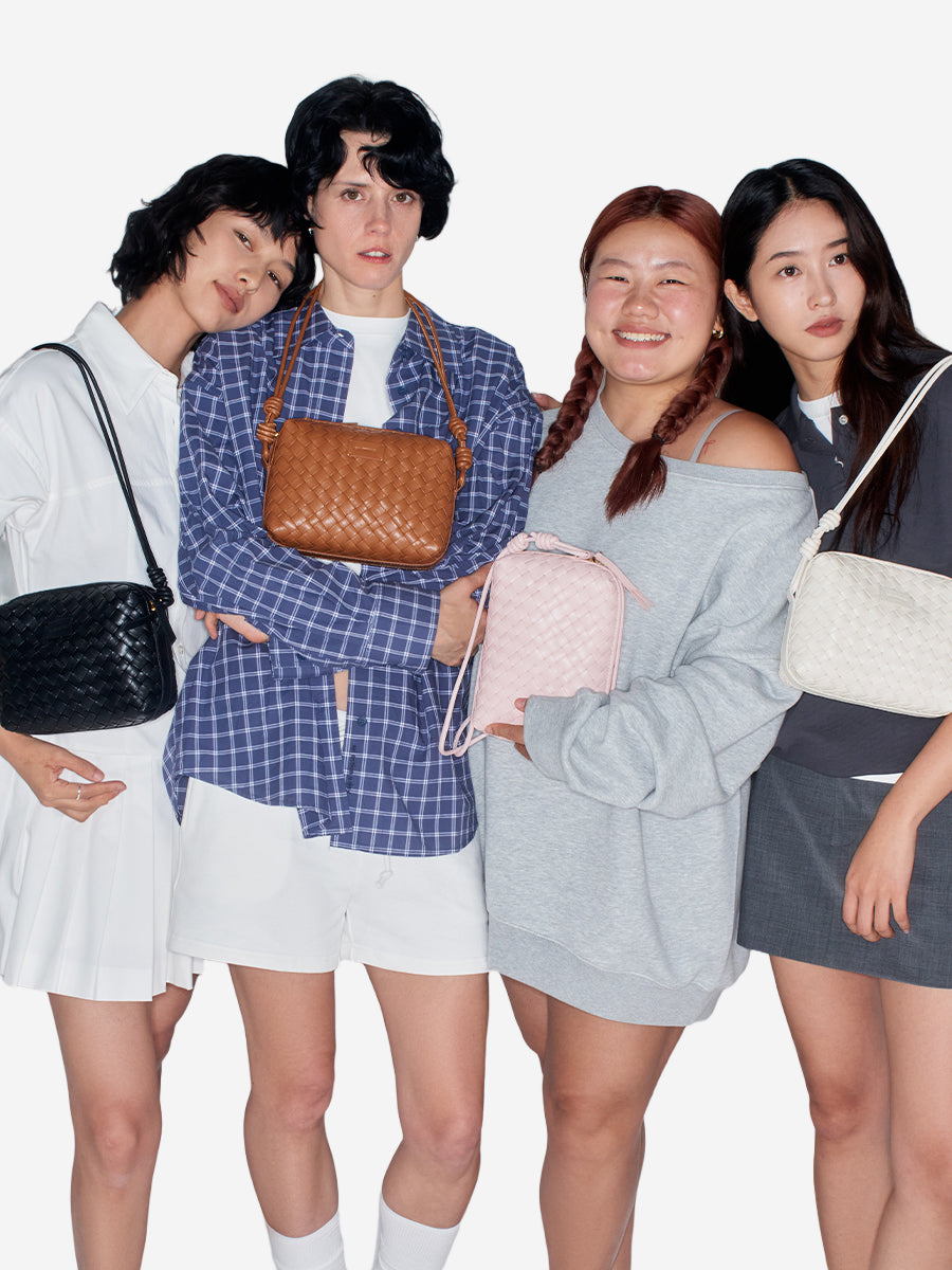 Ink White-Woven Square Bag