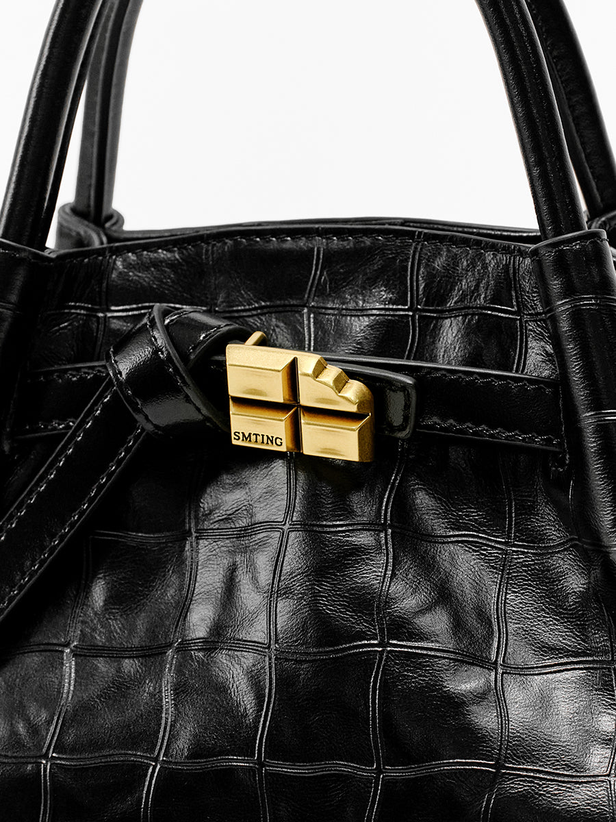 Top-grain leather handbag