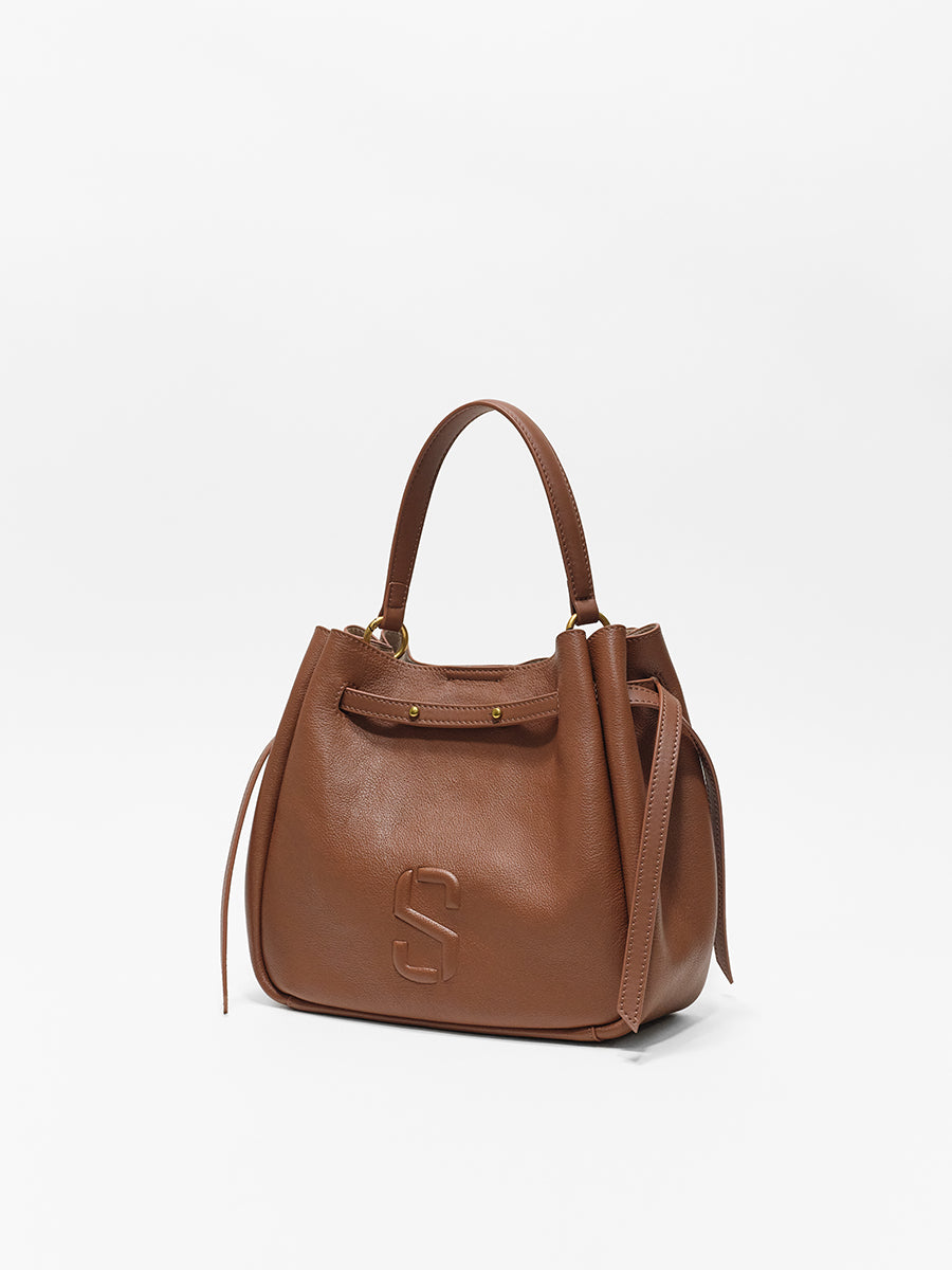 Top-grain Leather Bucket Bag