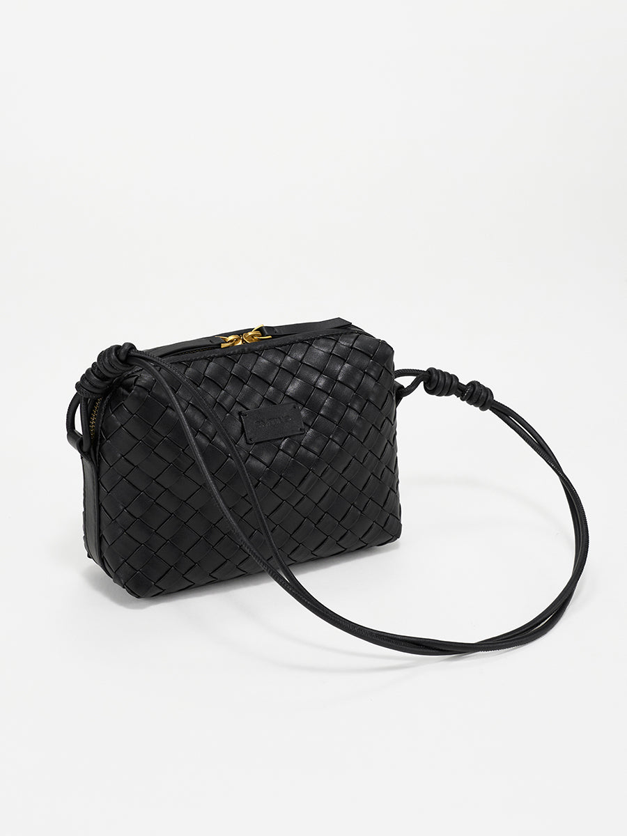 Ink White-Woven Square Bag