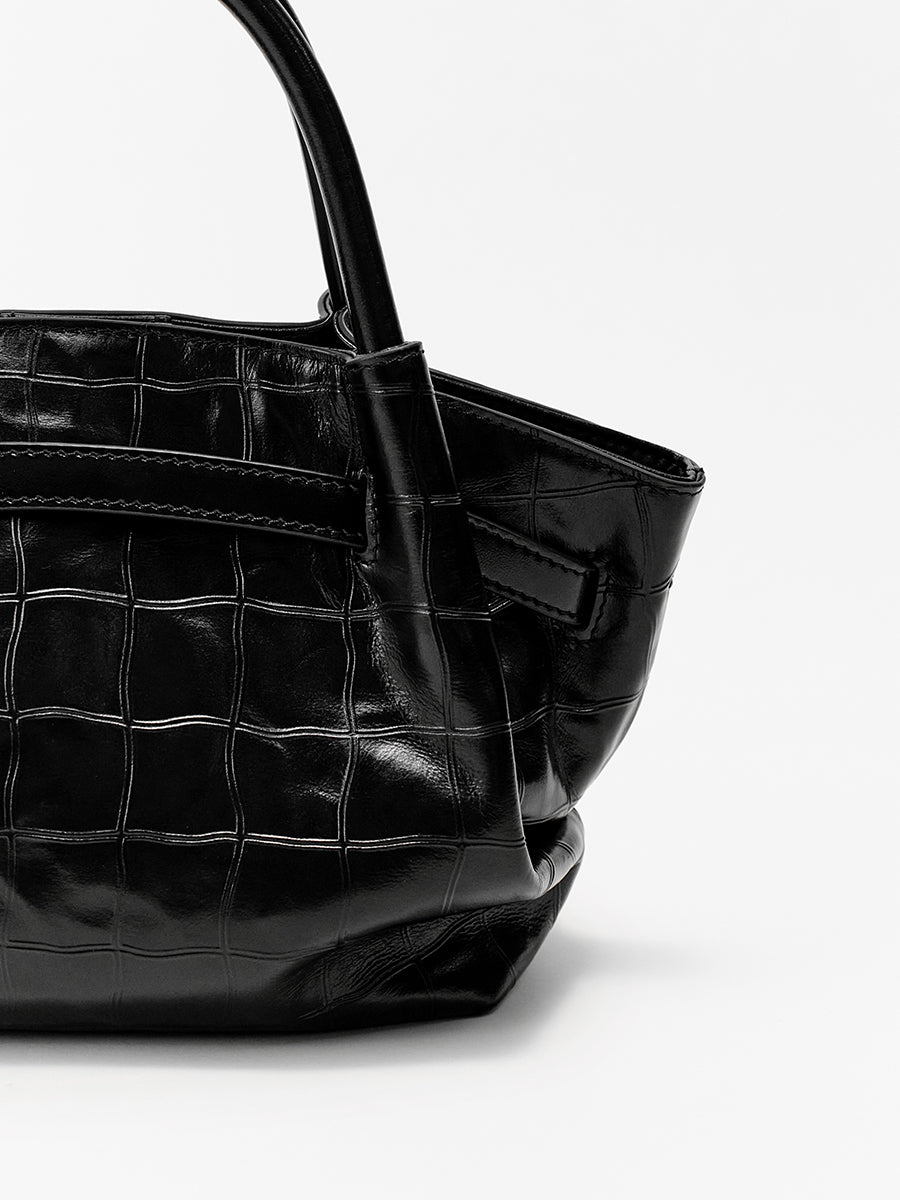Top-grain leather handbag