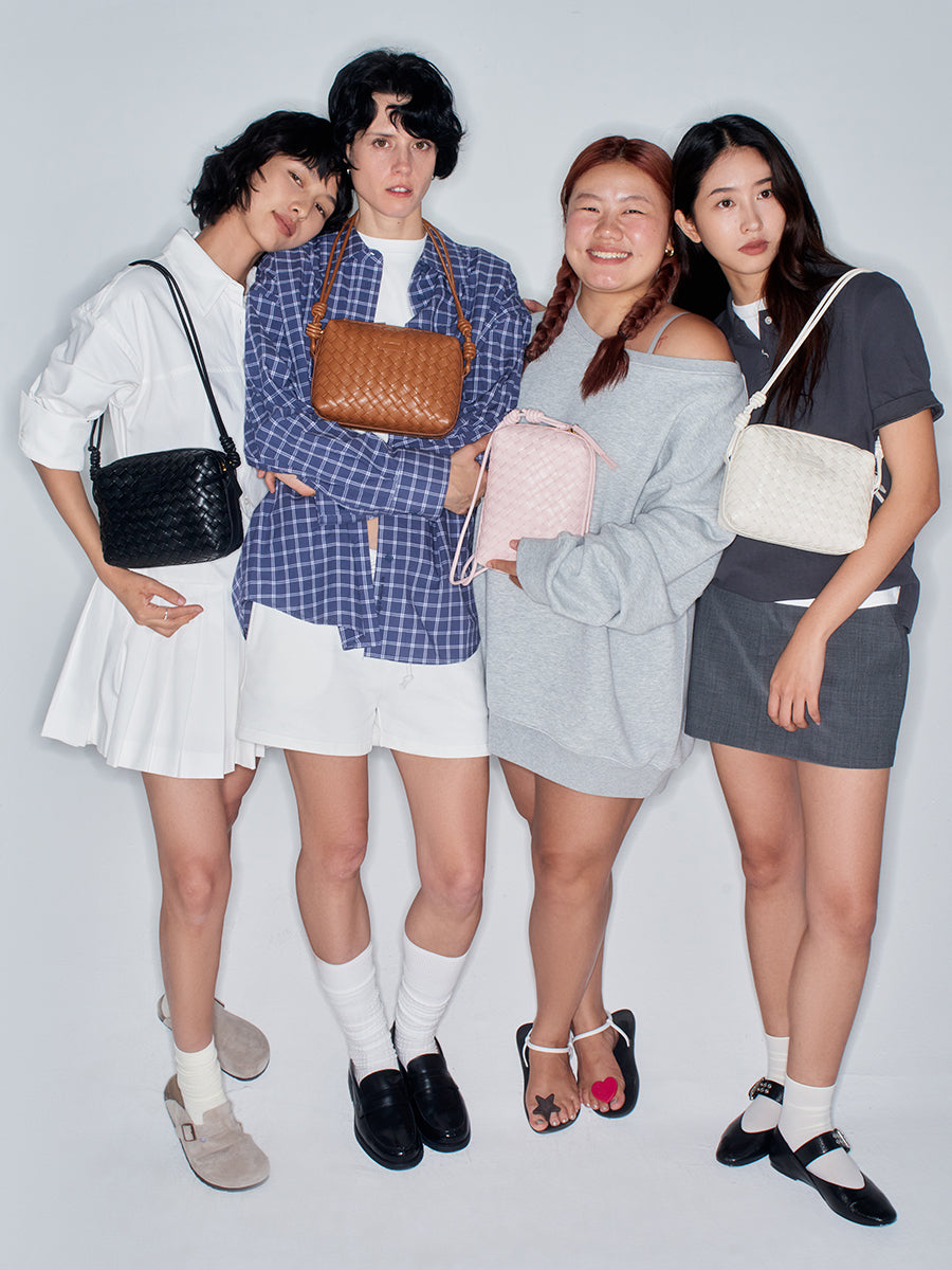 Ink White-Woven Square Bag