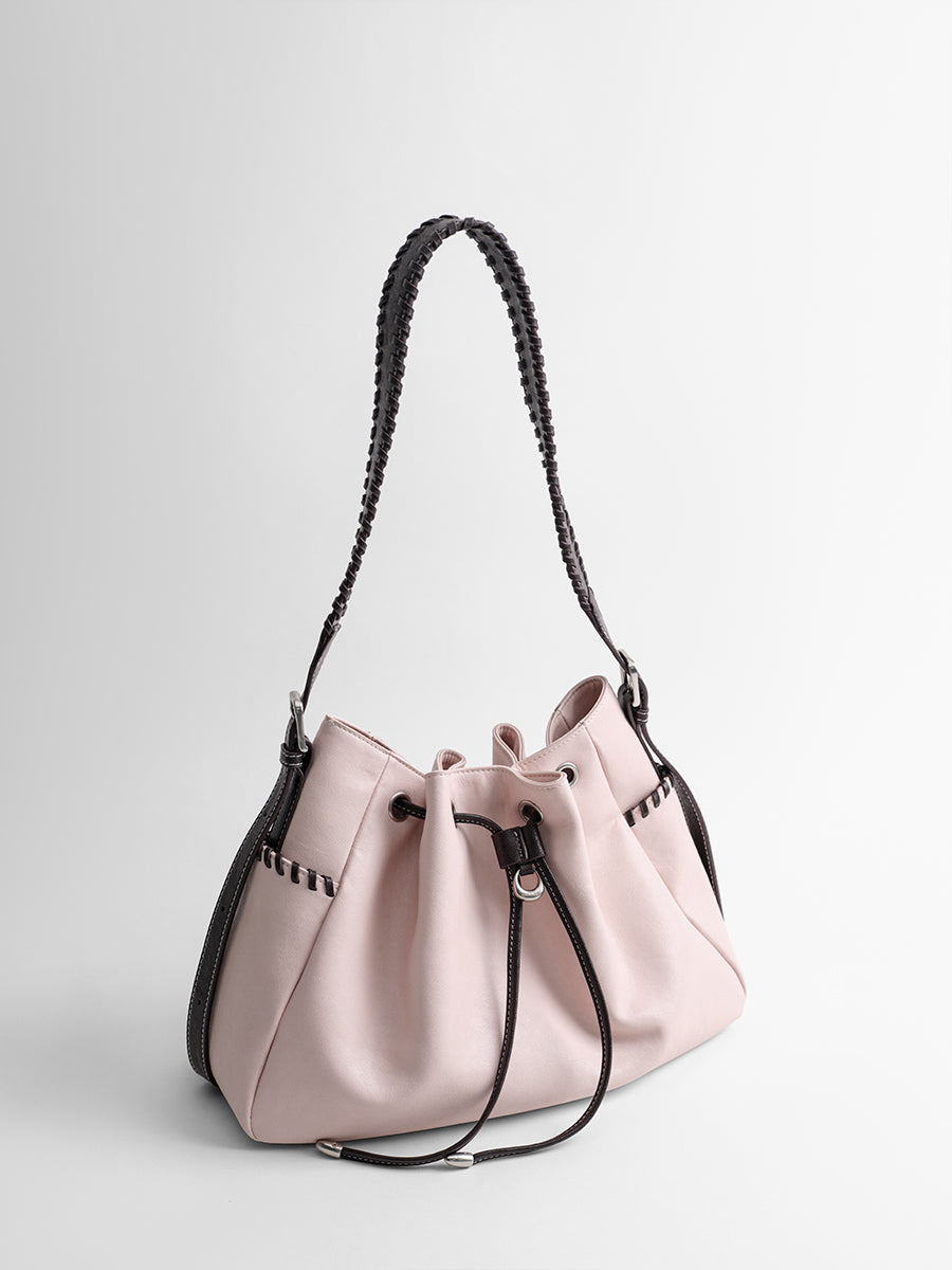 Large-capacity drawstring bucket bag
