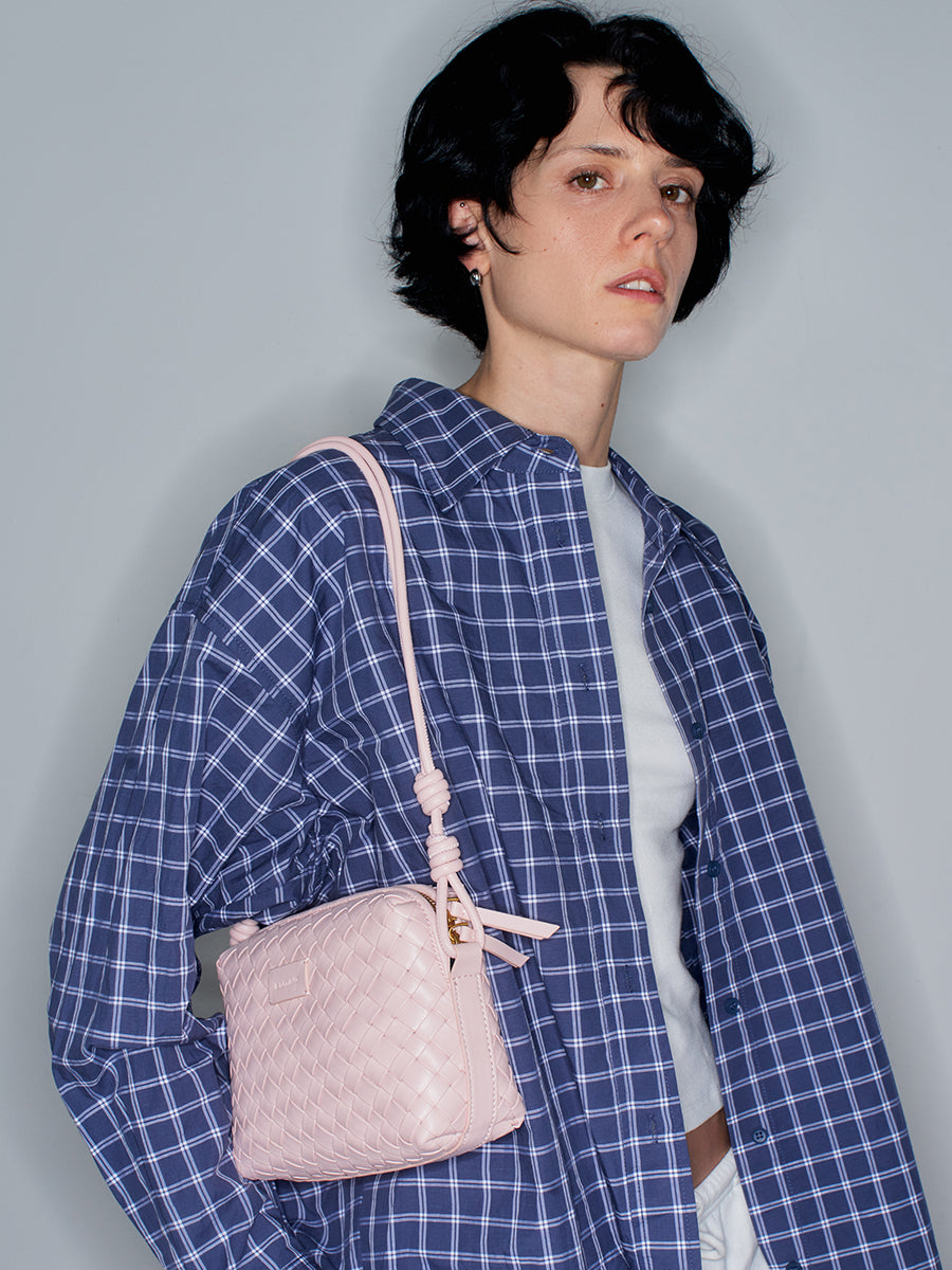 Ink White-Woven Square Bag