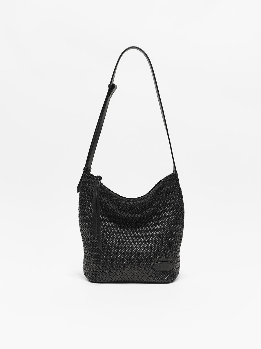Top-grain Leather Woven Bag
