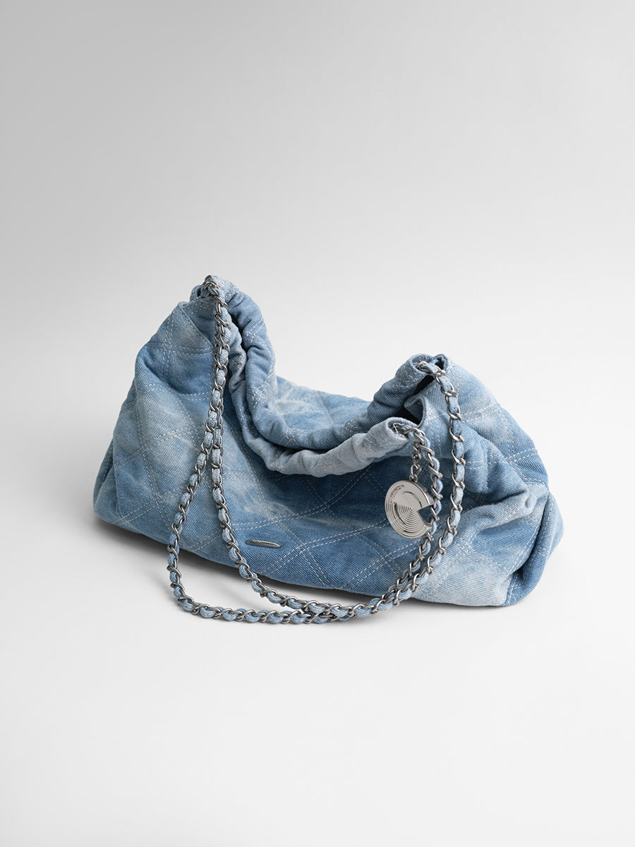 New tie-dye denim chain bag