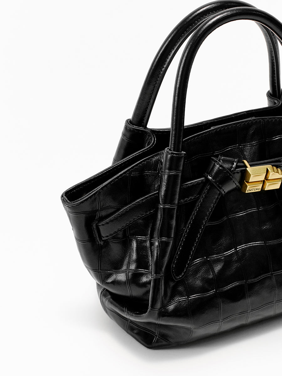 Top-grain leather handbag