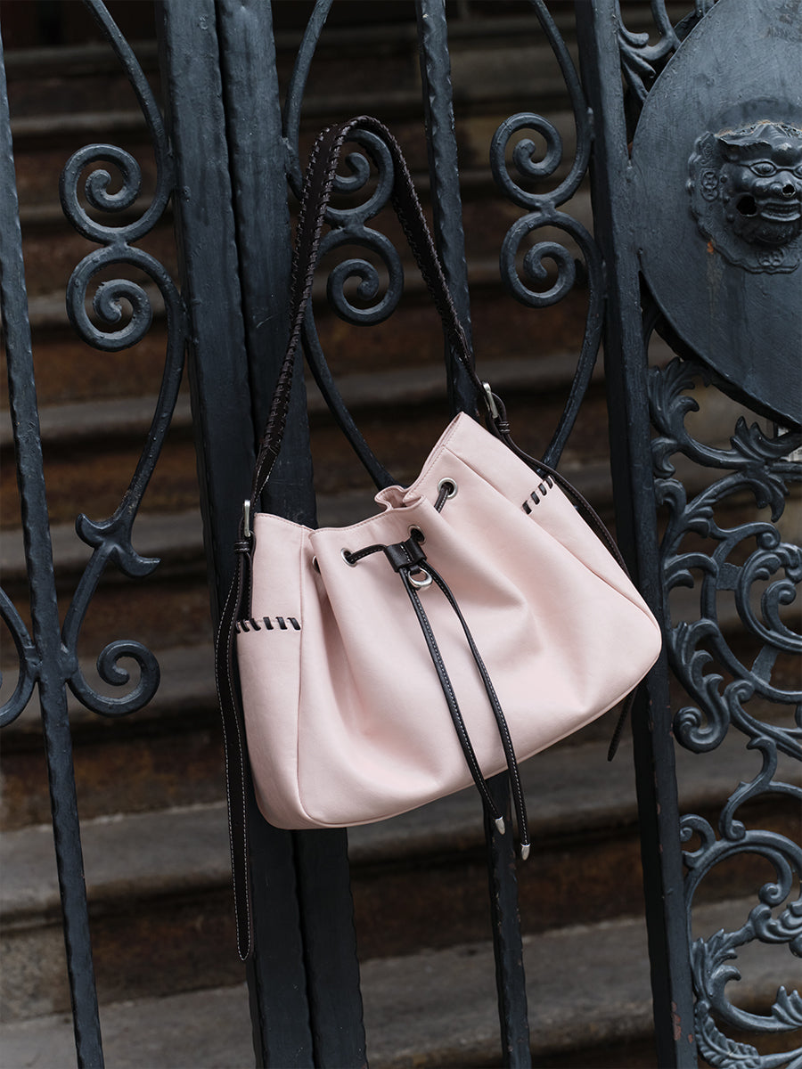 Large-capacity drawstring bucket bag