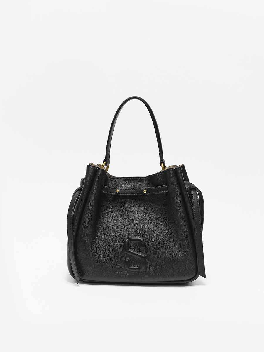 Top-grain Leather Bucket Bag