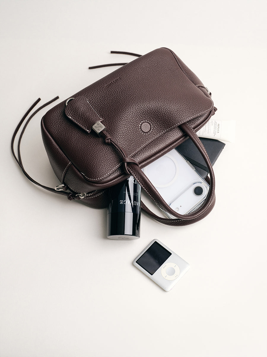 FIRST-LAYER COWHIDE BOSTON BAG