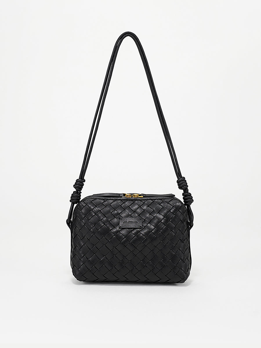 Ink White-Woven Square Bag