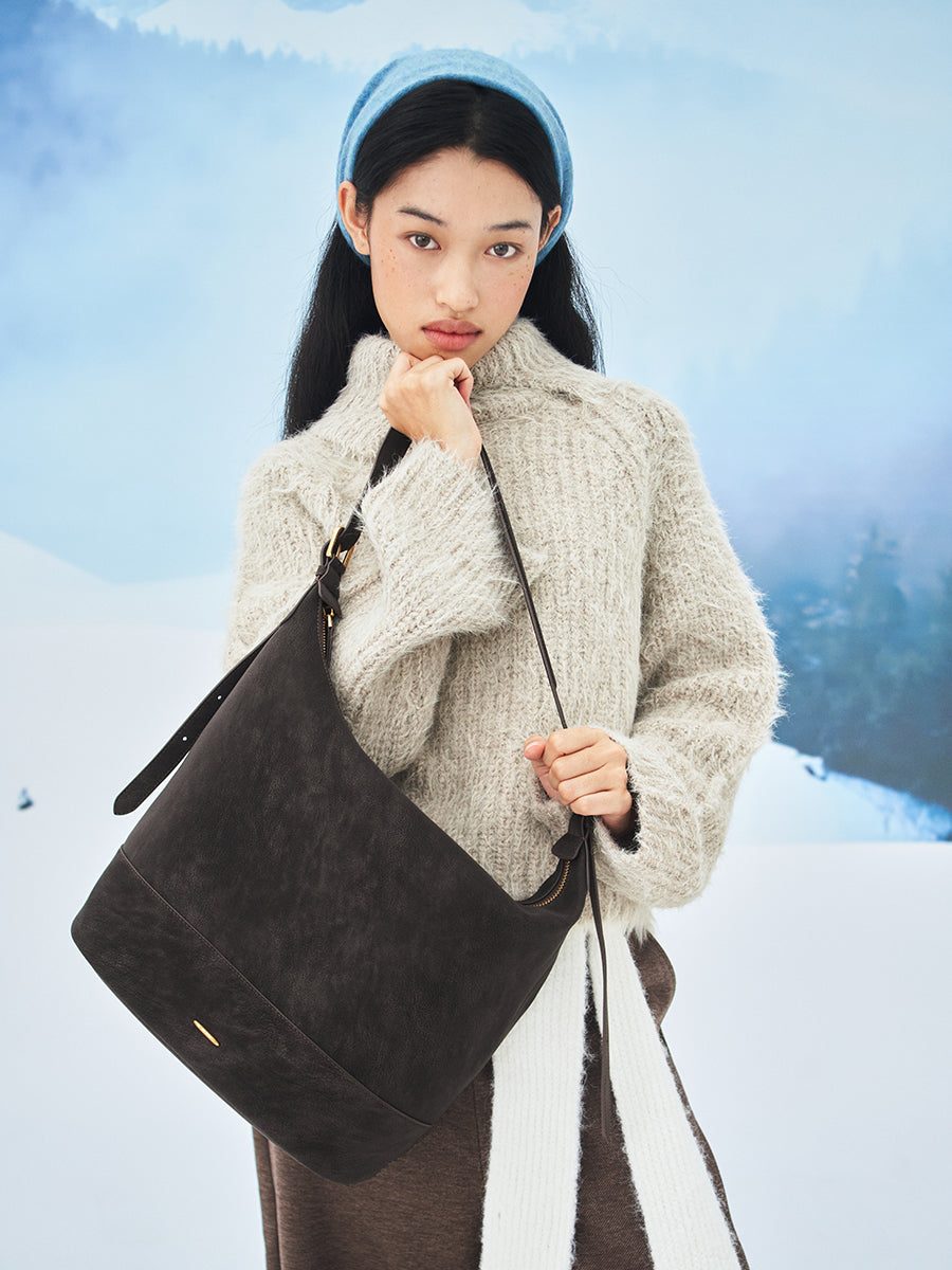 Textured casual water bucket bag