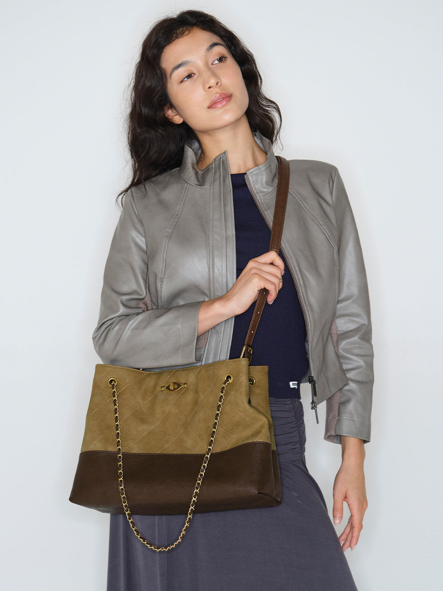 Left Bank Time-Rhombus Chain Bag Tote Bag