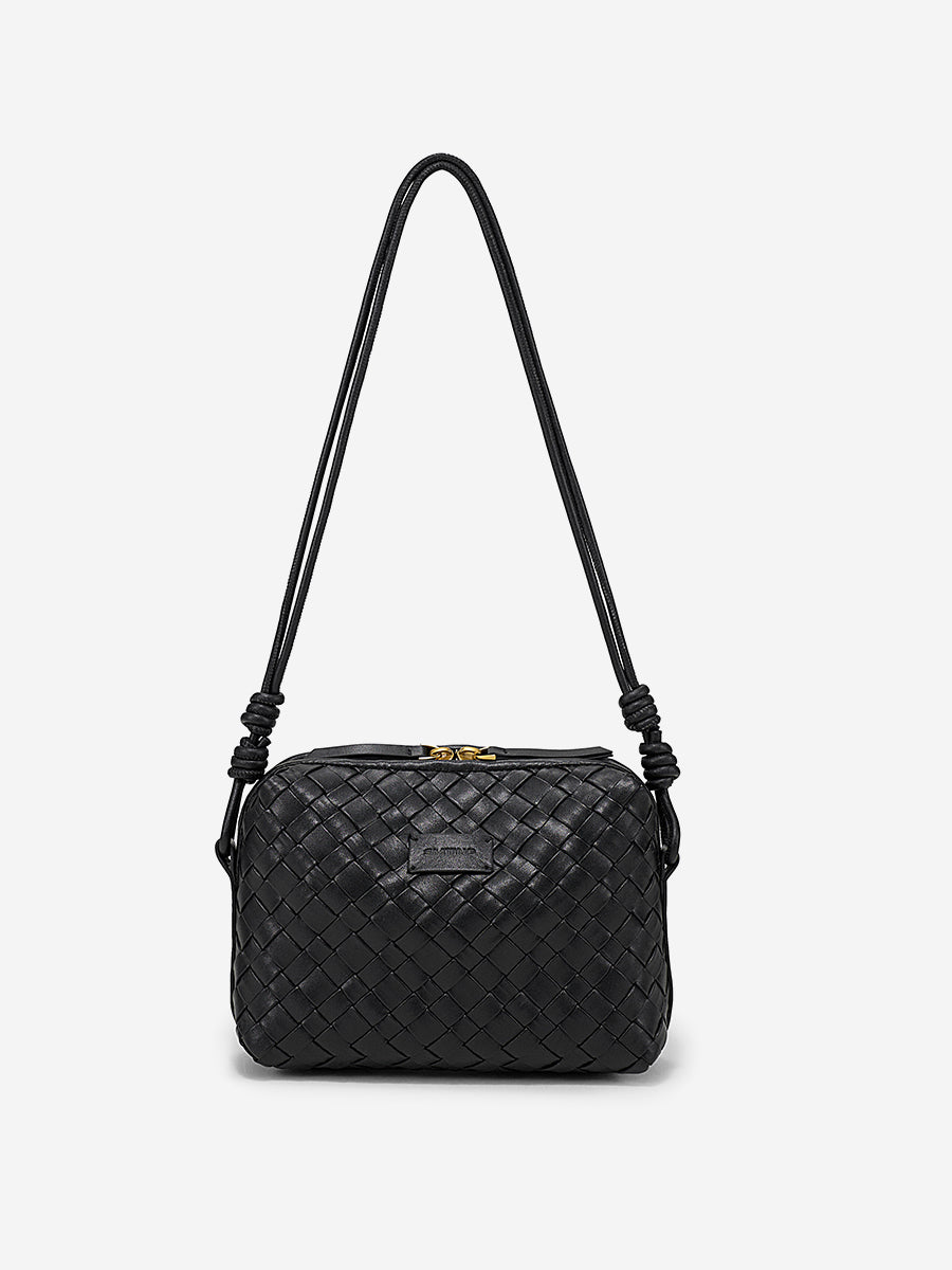 Ink White-Woven Square Bag