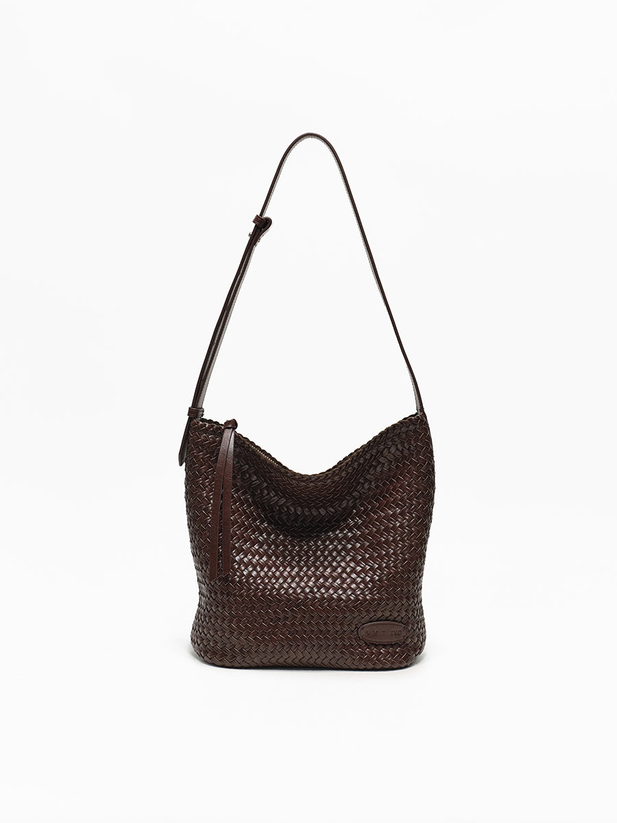Top-grain Leather Woven Bag