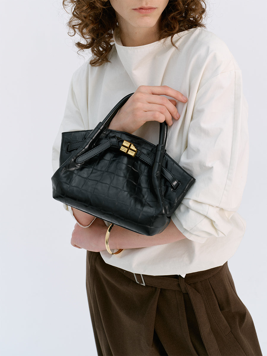 Top-grain leather handbag
