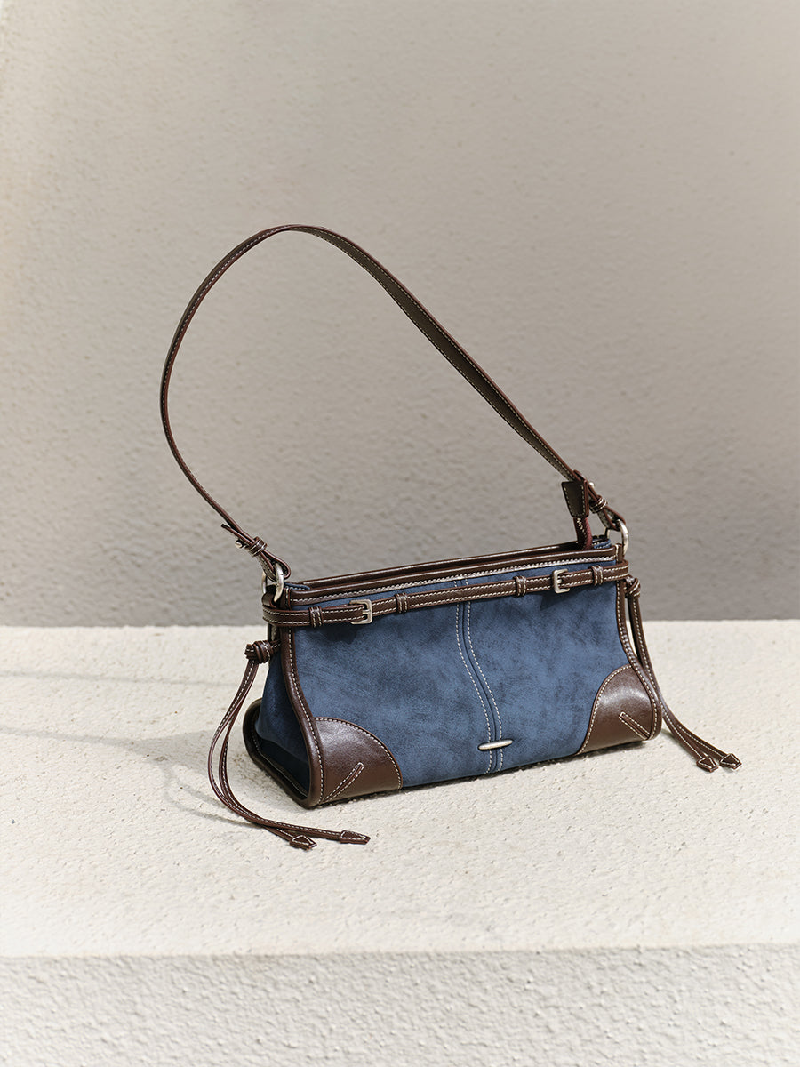 Leather Baguette Single-Shoulder Bag