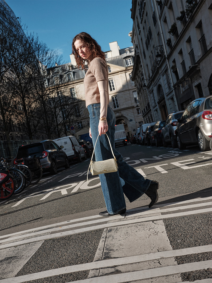 Baguette hollow woven bag