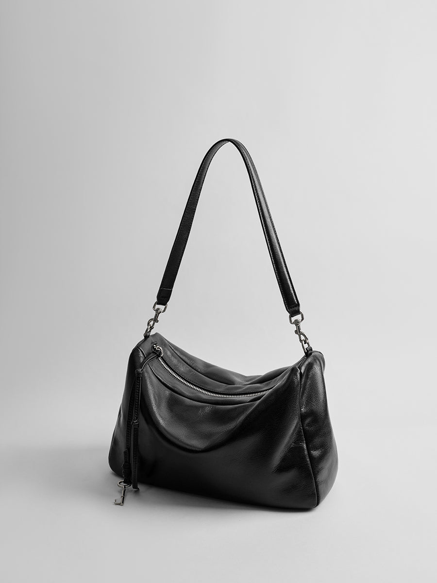 First-layer cowhide hobo bag