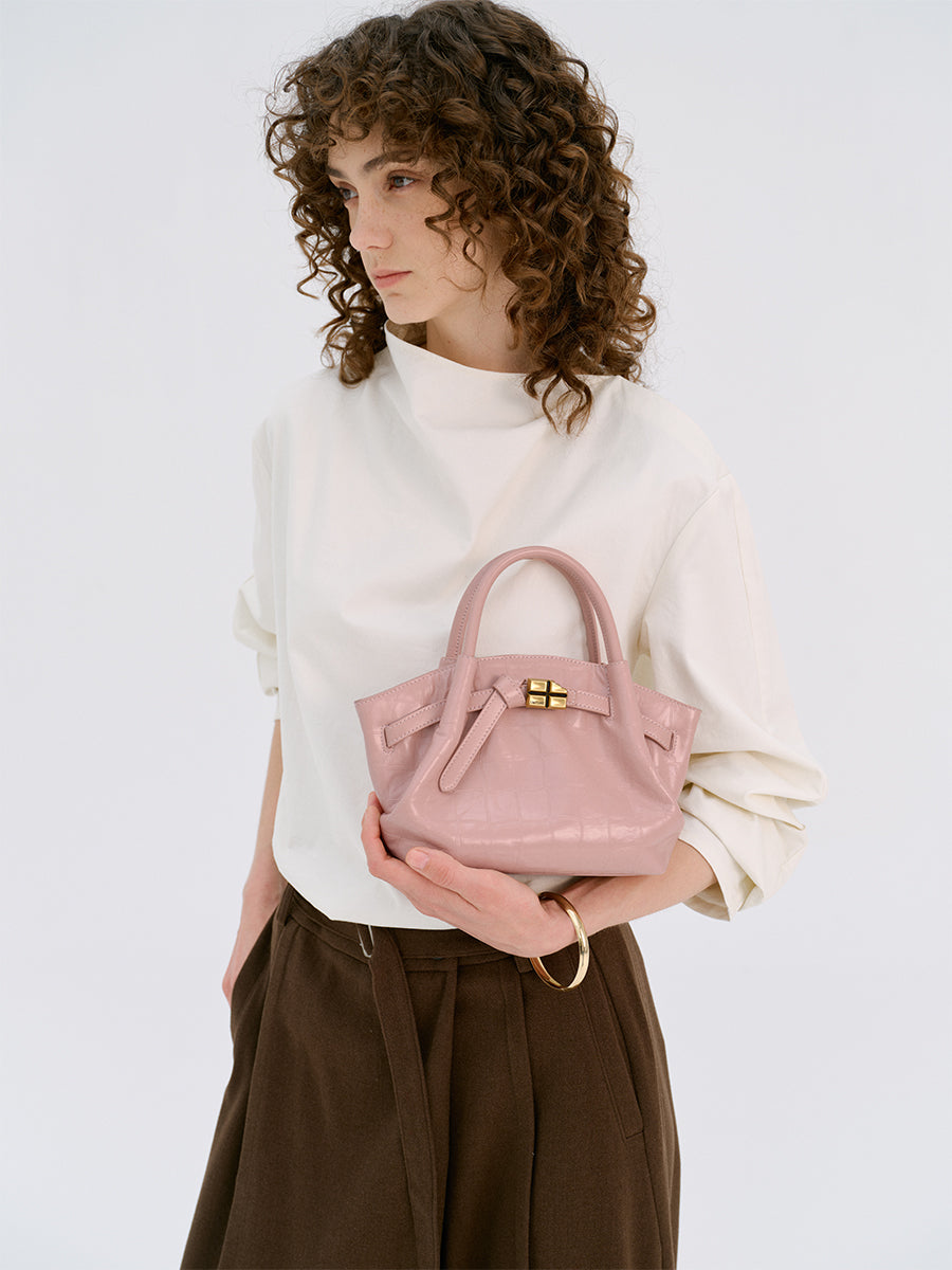 Top-grain leather handbag