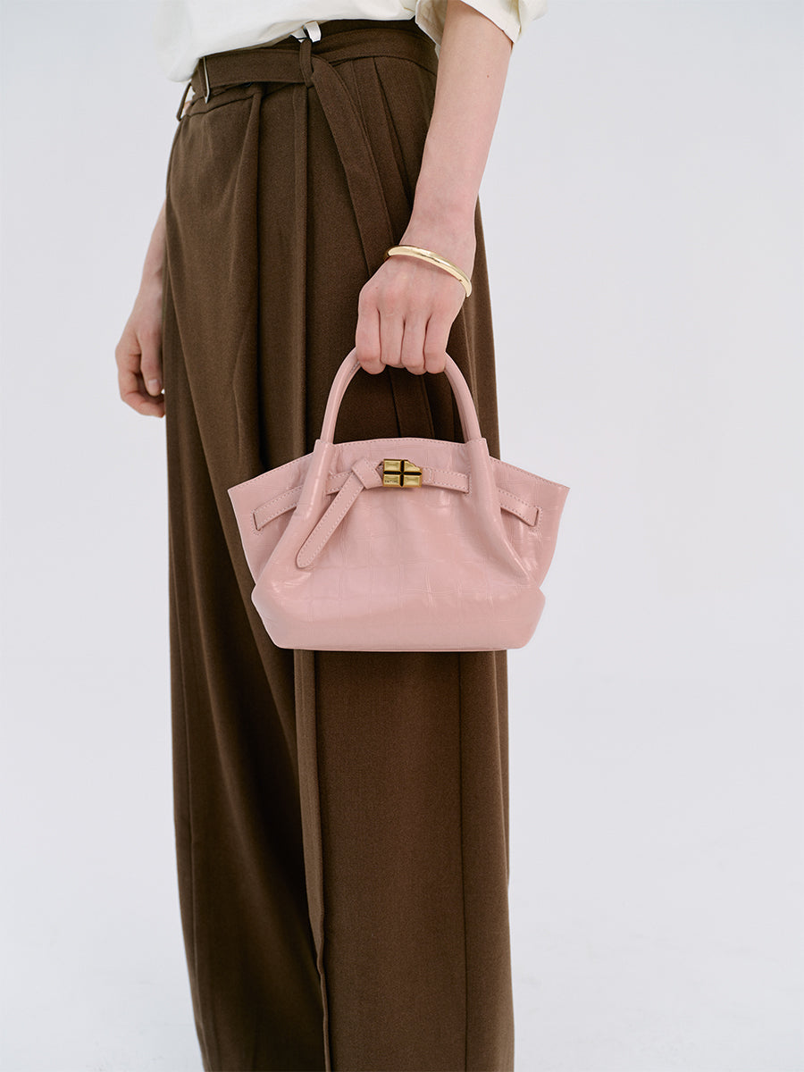 Top-grain leather handbag