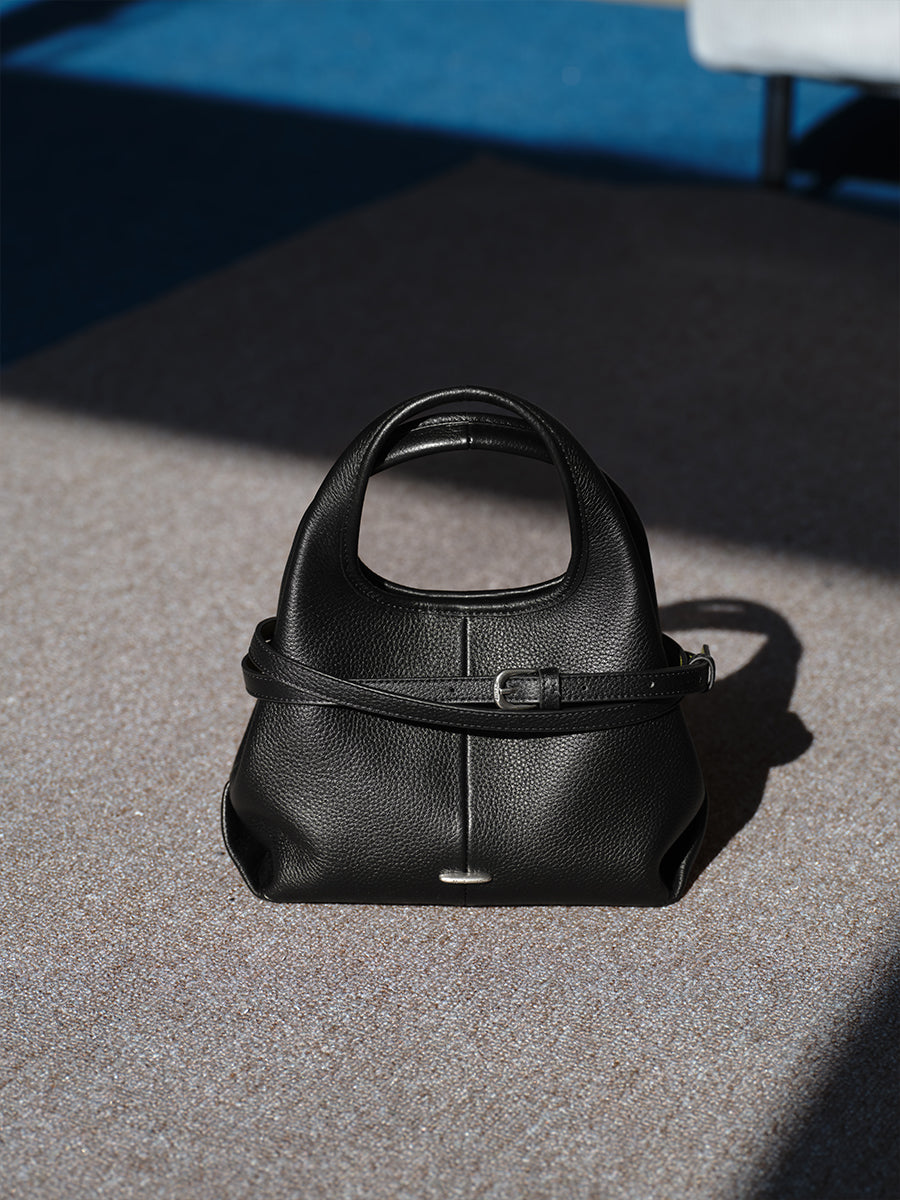 top grain leather minimalist hobo bag