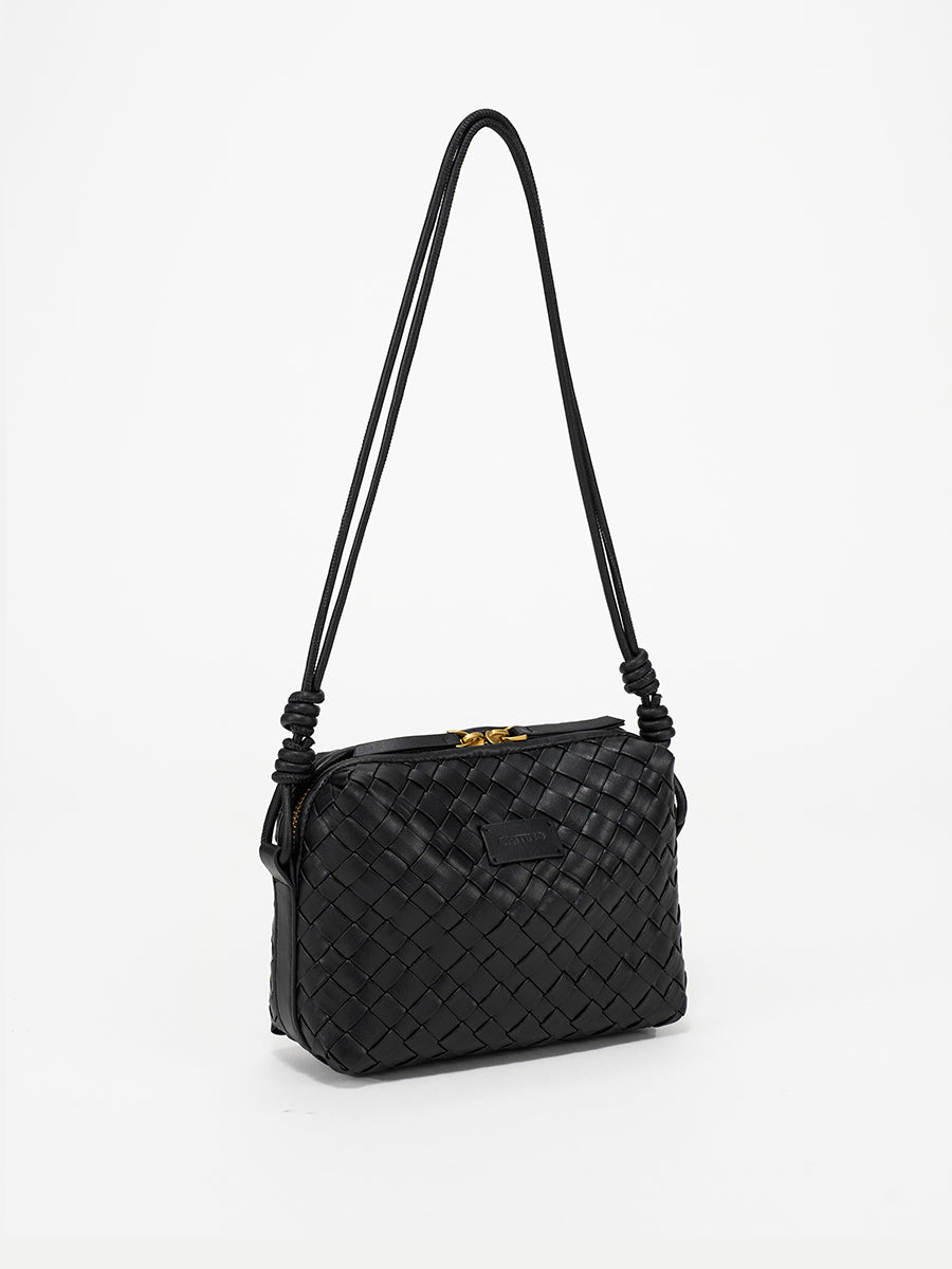 Ink White-Woven Square Bag