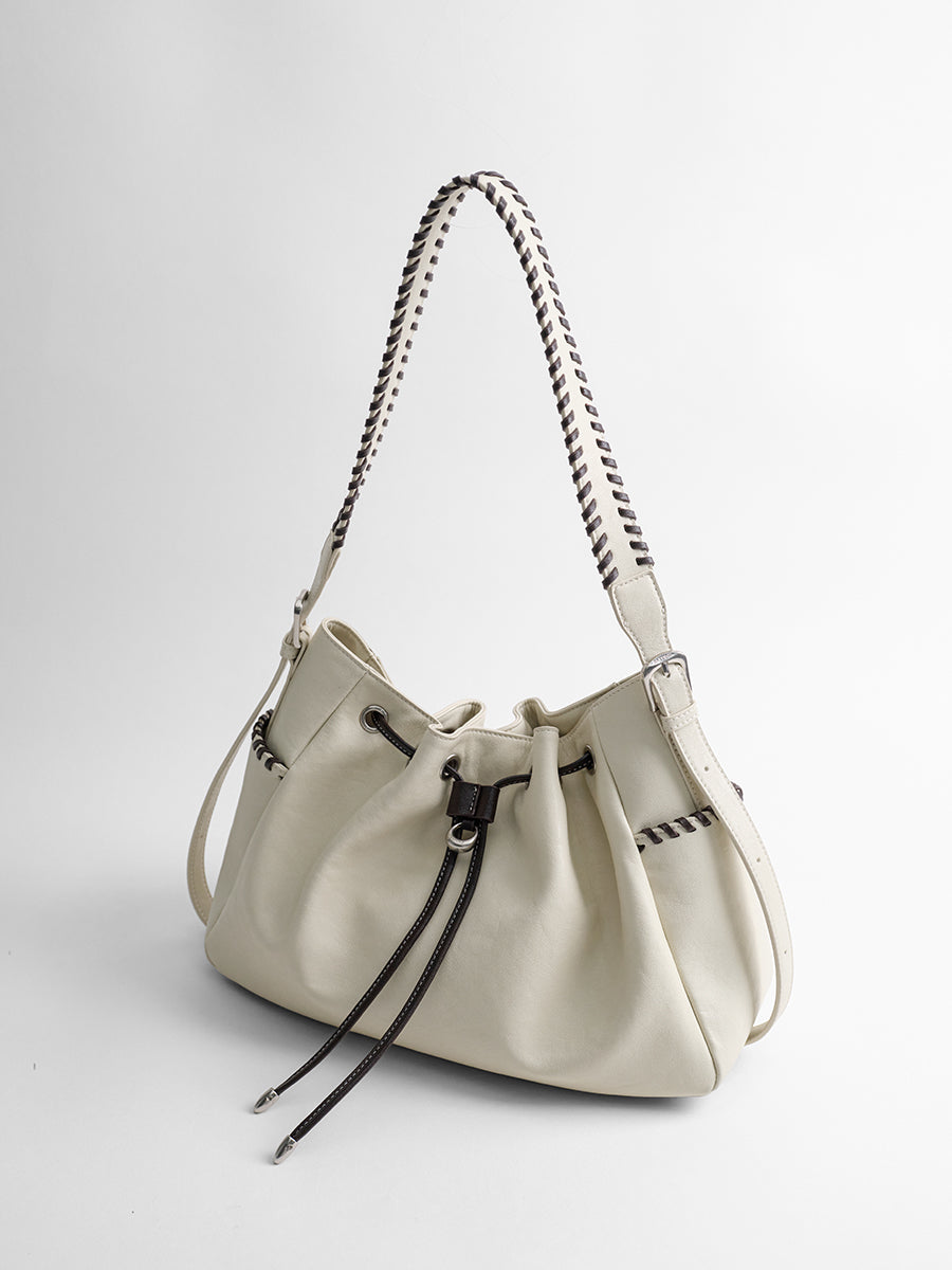 Large-capacity drawstring bucket bag