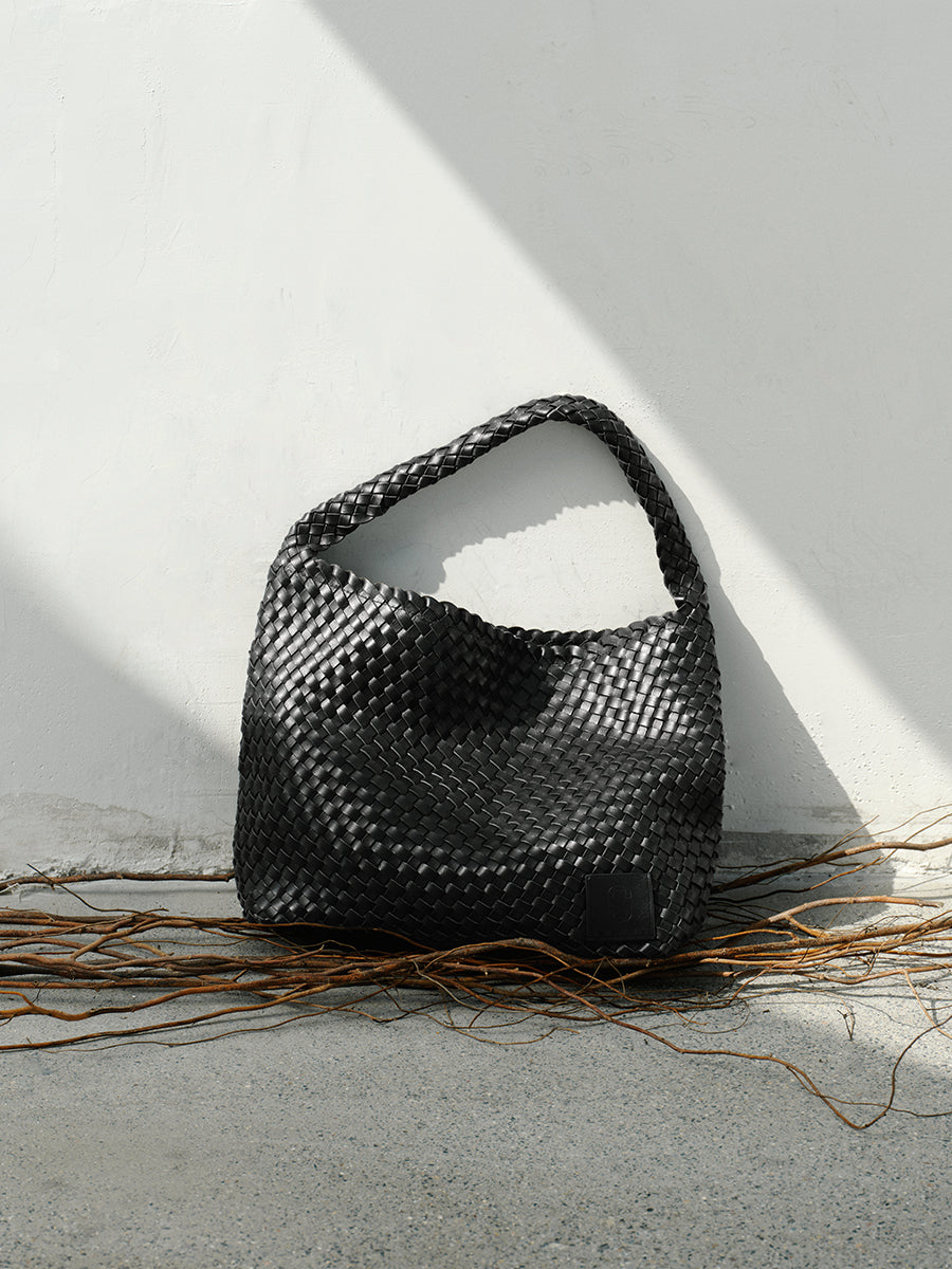 Top-grain Leather Woven Bag