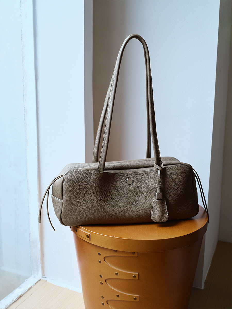 top grain leather  luxury baguette bag