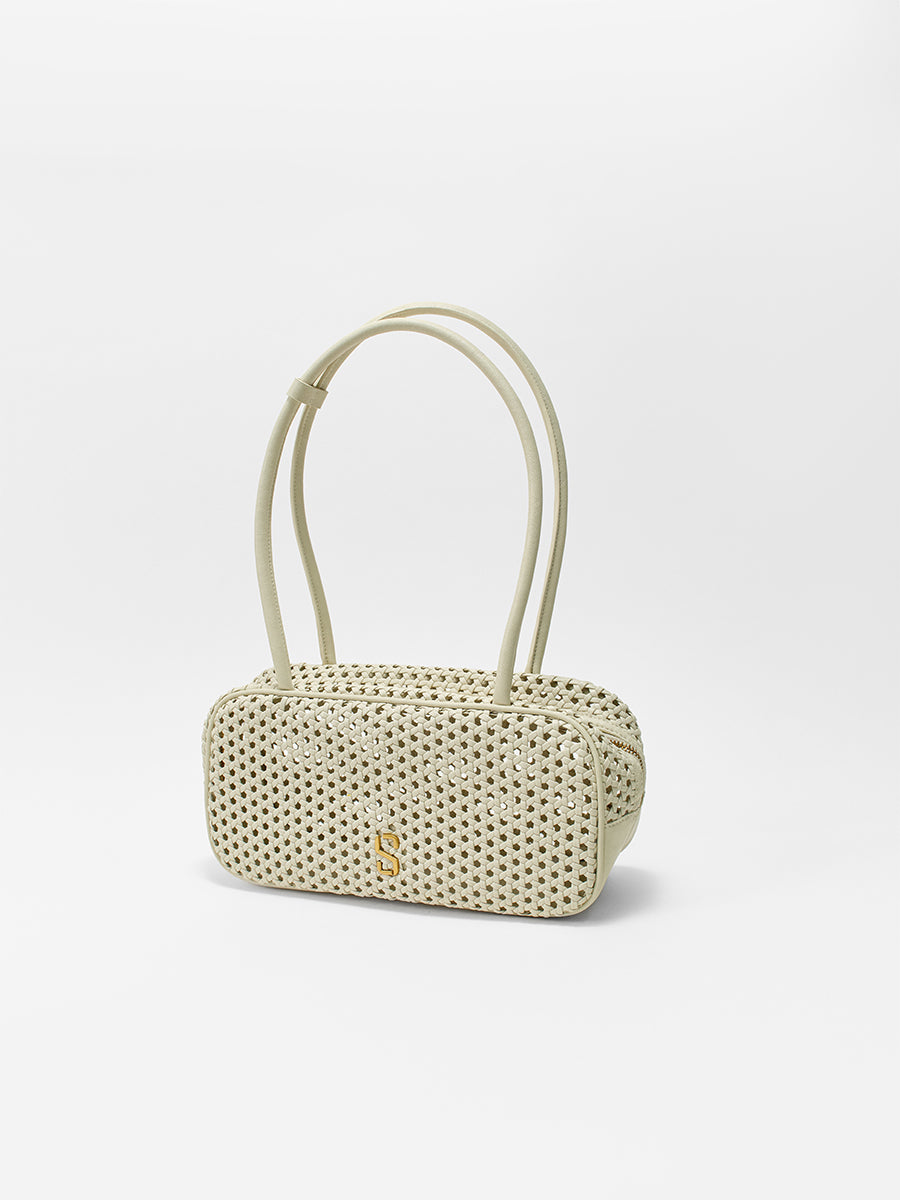 Openwork woven Boston bag