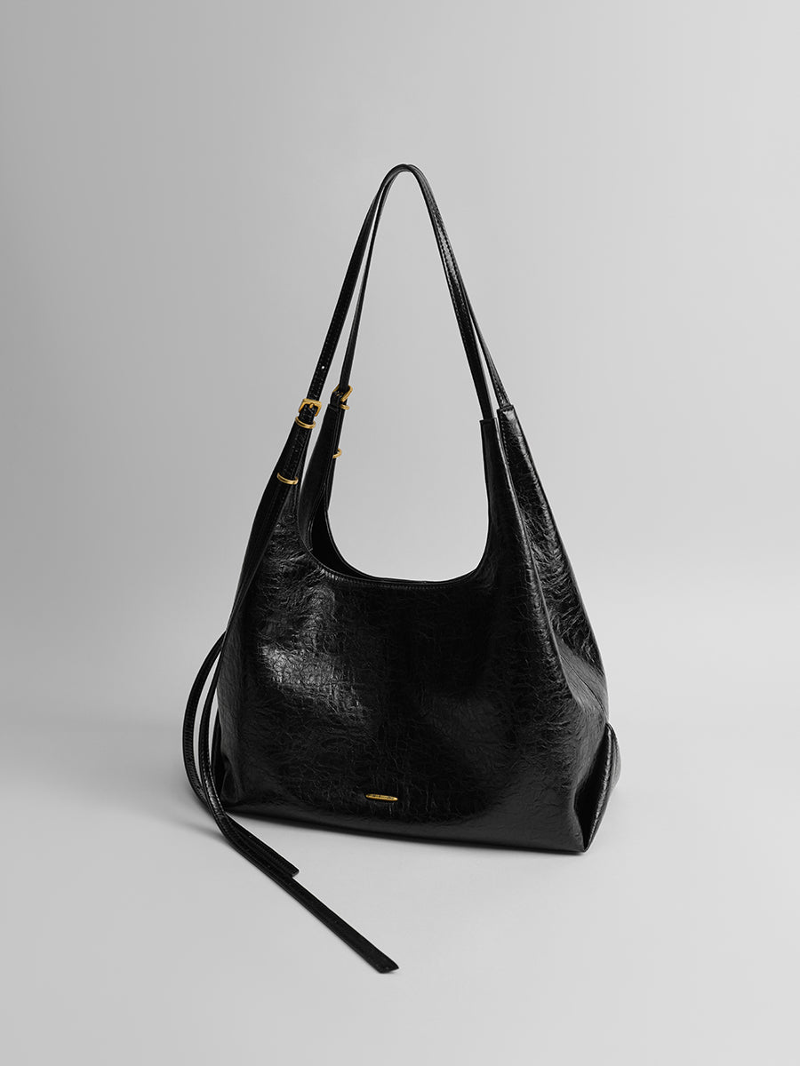 Cracked leather tote bag