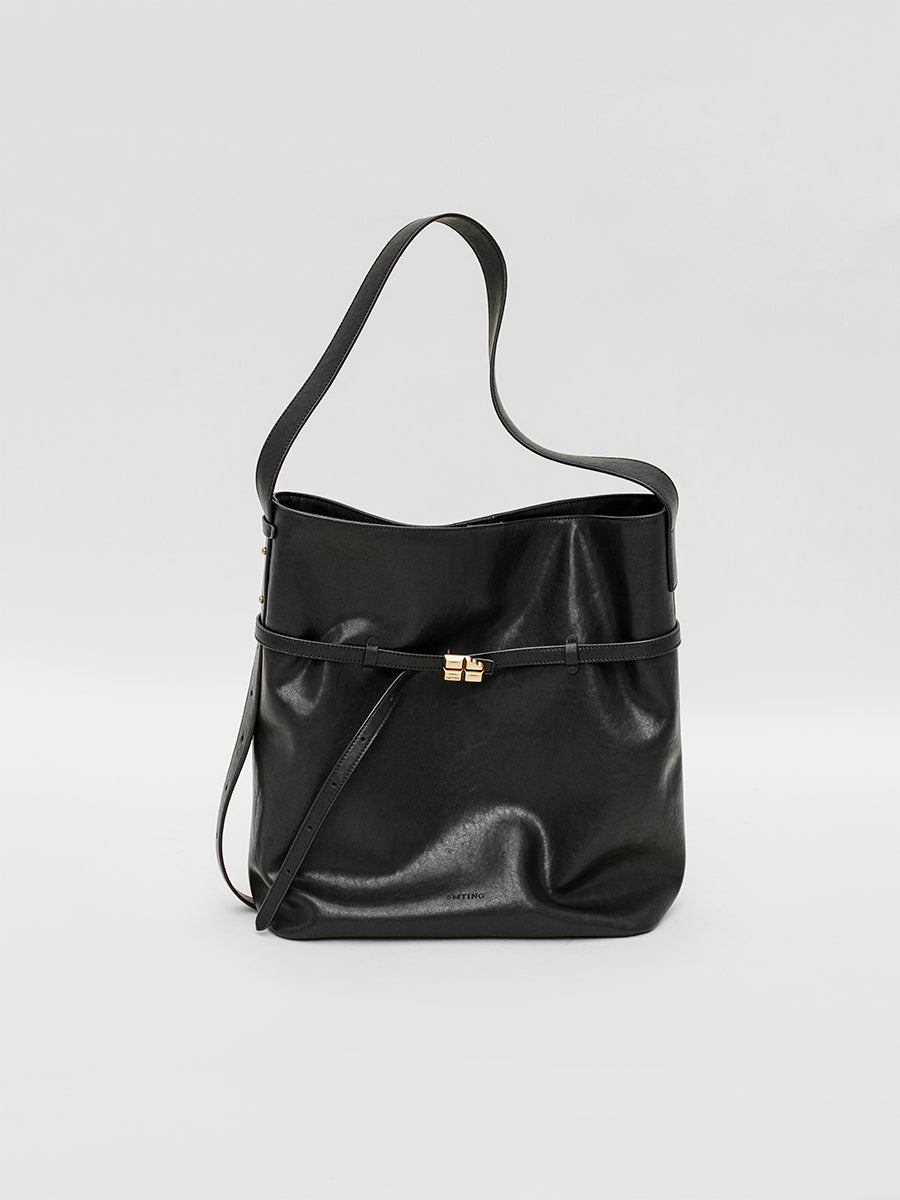Versatile Commuter Leather Bucket Bag