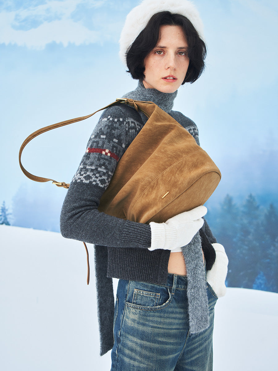 Textured casual water bucket bag